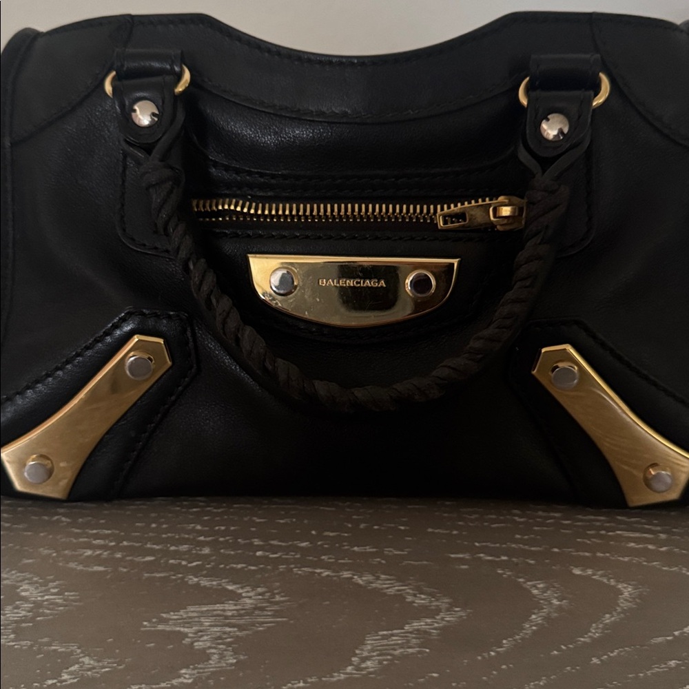 Balenciaga Black Satchel with Gold Accents - Picture 2 of 6